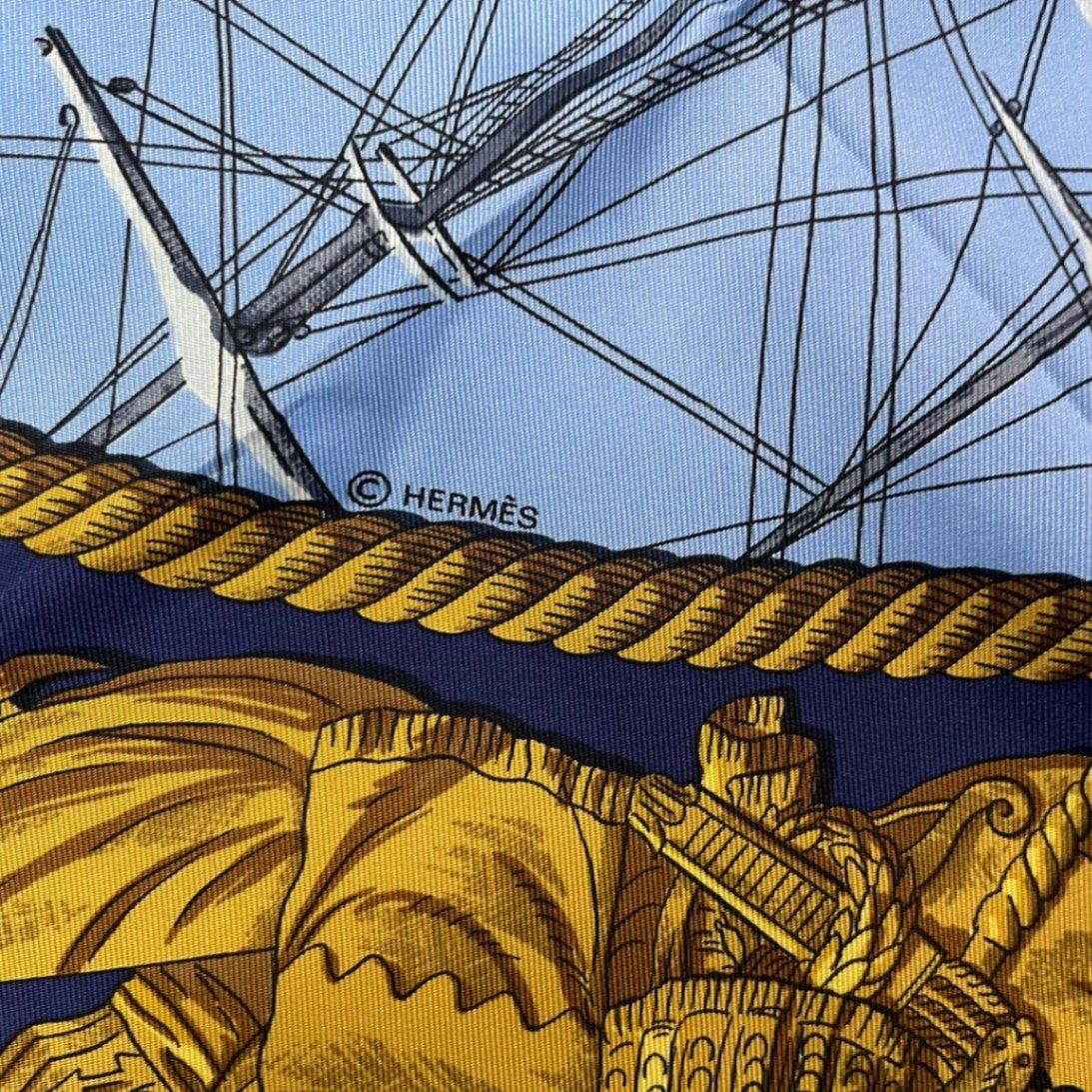 Hermes Scarf Silk Carre 90 Marine ET Cavalerie Sea and Cavalry Navy — view 7