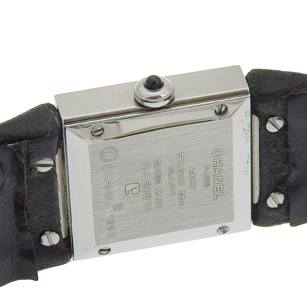 Chanel Quilted Stainless Steel Leather Black Quartz Analog Display — view 6
