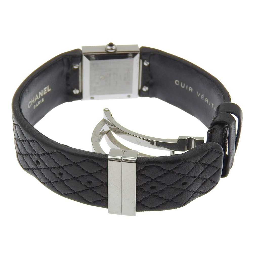 Chanel Quilted Stainless Steel Leather Black Quartz Analog Display — view 5