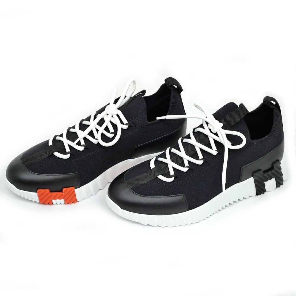 Hermes Sneakers Lift 37.5 Black White Orange — view 4