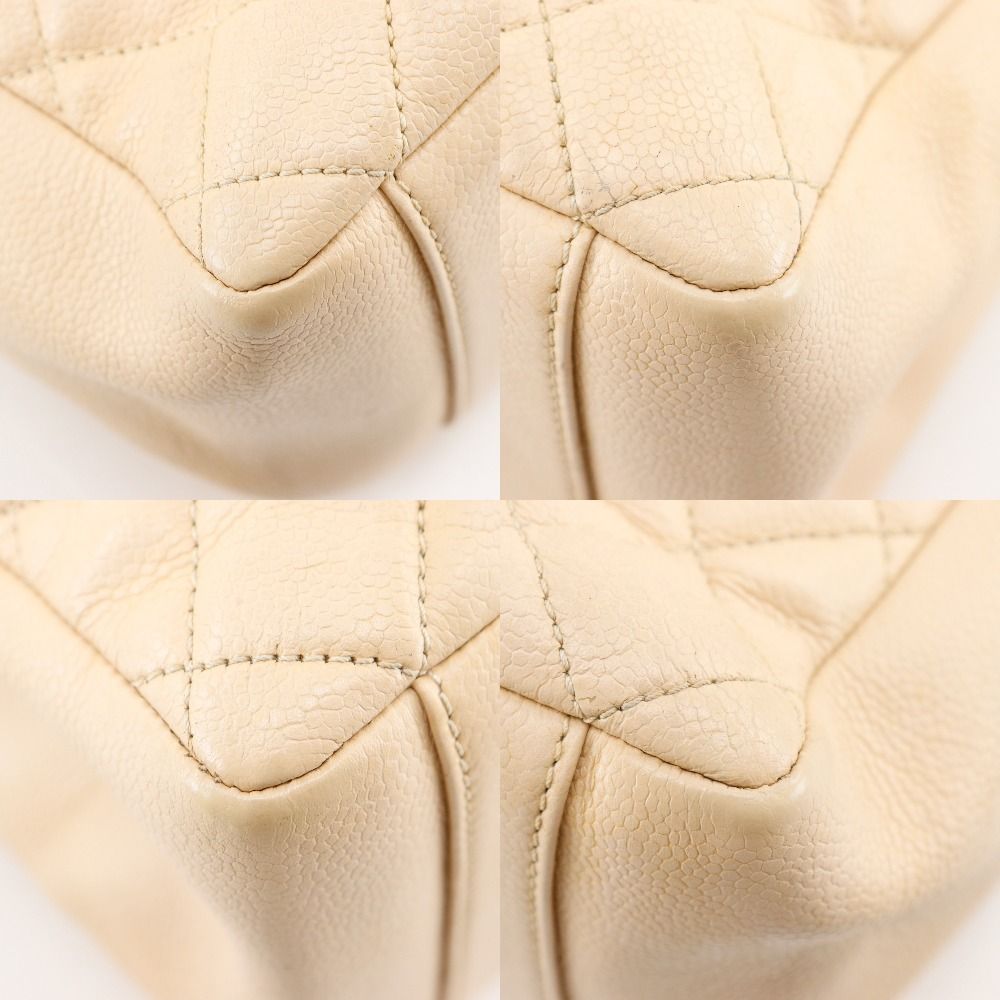 Chanel Grand Shopping Tote GST Quilted Chain Caviar Leather Beige — view 4