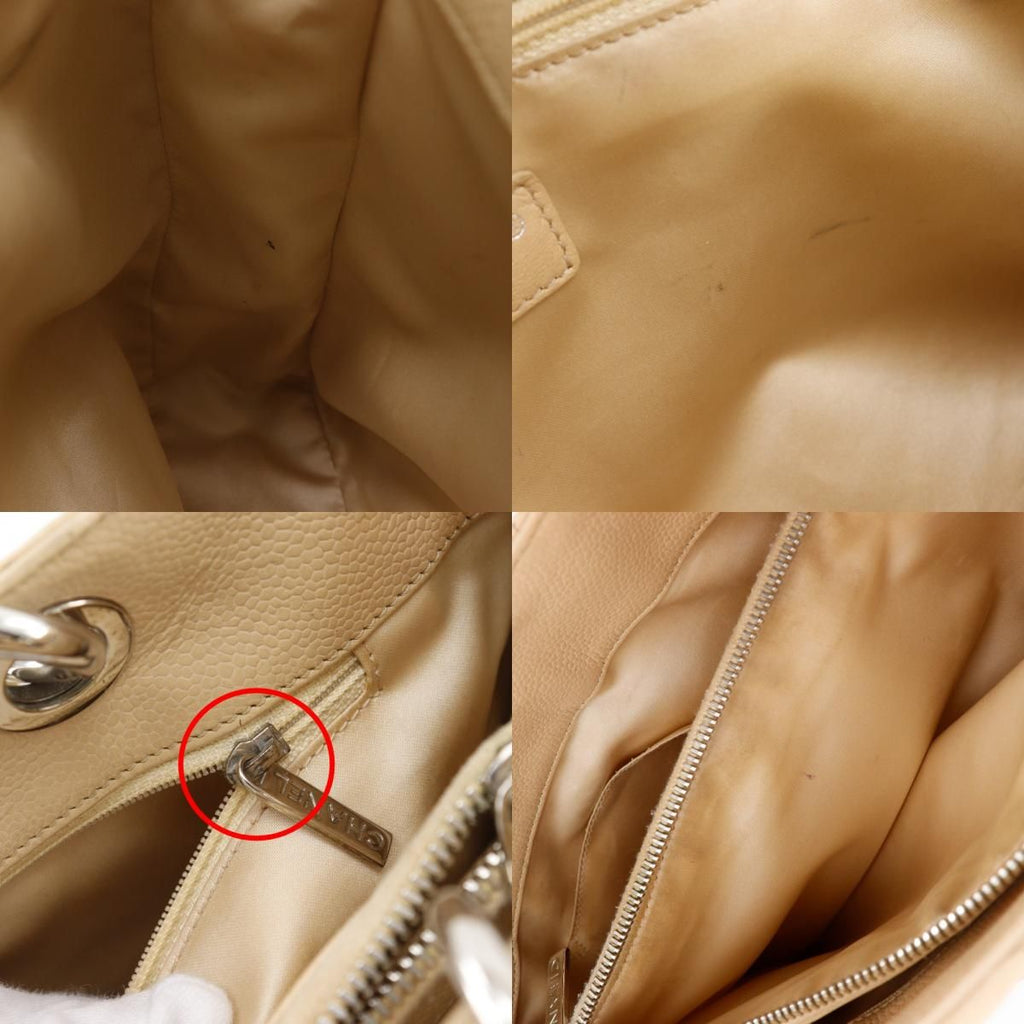 Chanel Grand Shopping Tote GST Quilted Chain Caviar Leather Beige — view 8