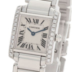 Cartier Tank Francaise SM Bezel Diamond Watch 18K White Gold — view 3