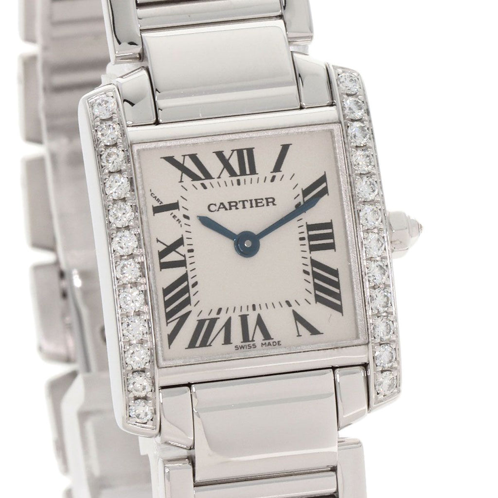 Cartier Tank Francaise SM Bezel Diamond Watch 18K White Gold — view 4