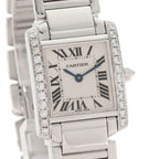 Cartier Tank Francaise SM Bezel Diamond Watch 18K White Gold — view 4