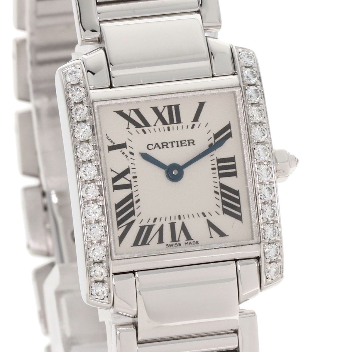 Cartier Tank Francaise SM Bezel Diamond Watch 18K White Gold — view 4