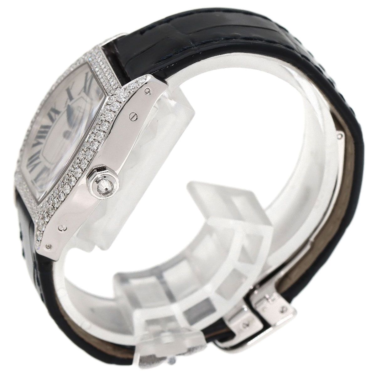Cartier Totu SM Diamond Watch 18K White Gold Leather — view 2