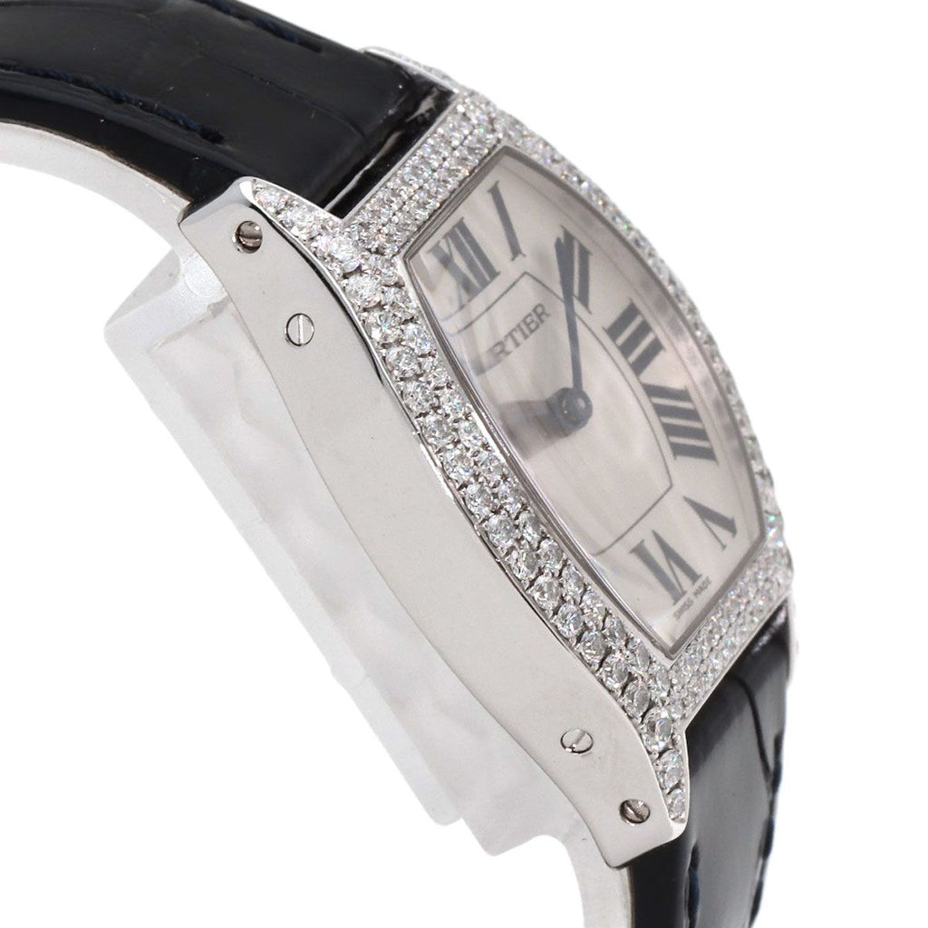Cartier Totu SM Diamond Watch 18K White Gold Leather — view 6