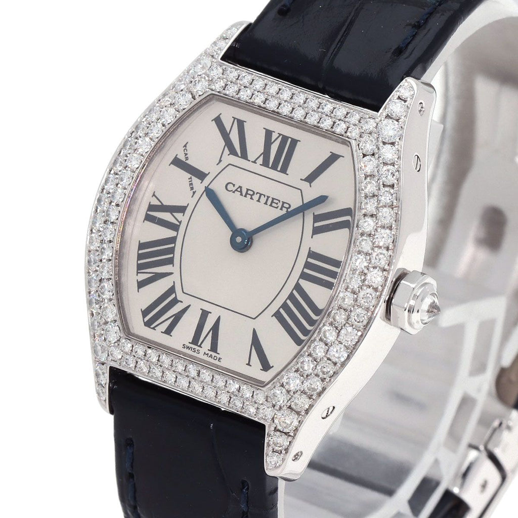 Cartier Totu SM Diamond Watch 18K White Gold Leather — view 3