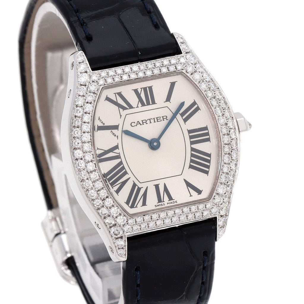 Cartier Totu SM Diamond Watch 18K White Gold Leather — view 4