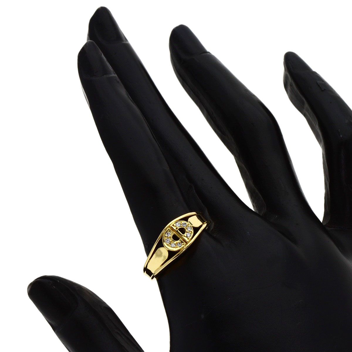 Dior Logo Diamond Ring 18K Yellow Gold — view 8