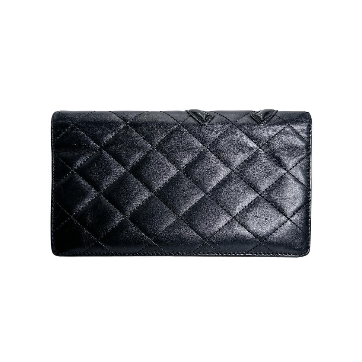 Chanel Cambon Bifold Wallet Quilted CC Logo Long Black — view 2