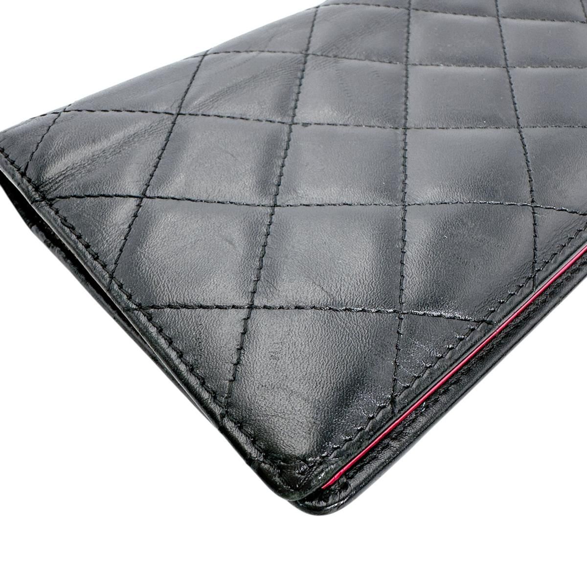Chanel Cambon Bifold Wallet Quilted CC Logo Long Black — view 6