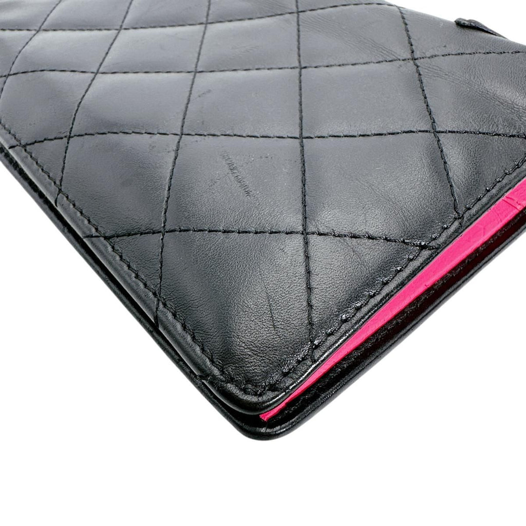 Chanel Cambon Bifold Wallet Quilted CC Logo Long Black — view 5