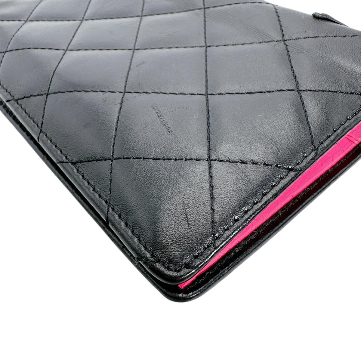 Chanel Cambon Bifold Wallet Quilted CC Logo Long Black — view 5