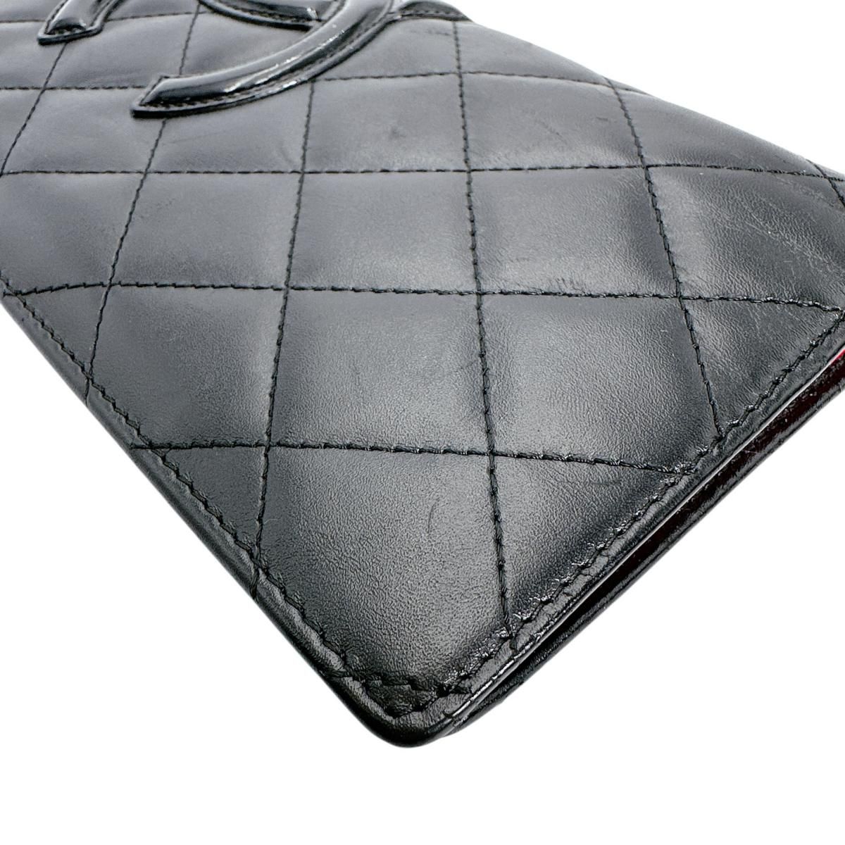 Chanel Cambon Bifold Wallet Quilted CC Logo Long Black — view 7