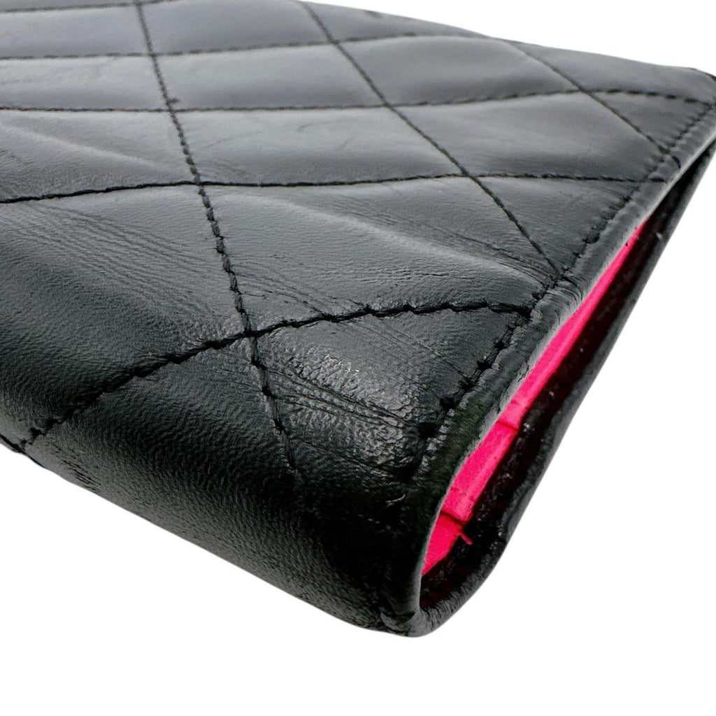 Chanel Cambon Bifold Wallet Quilted CC Logo Long Black — view 9