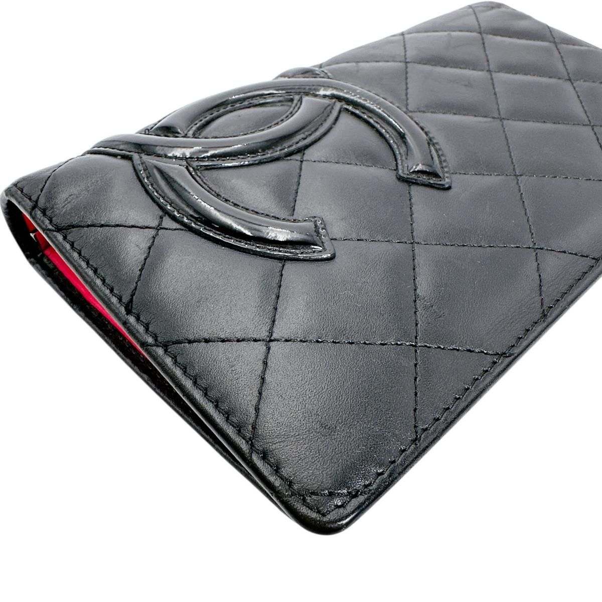 Chanel Cambon Bifold Wallet Quilted CC Logo Long Black — view 8