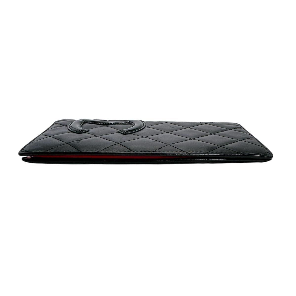 Chanel Cambon Bifold Wallet Quilted CC Logo Long Black — view 3