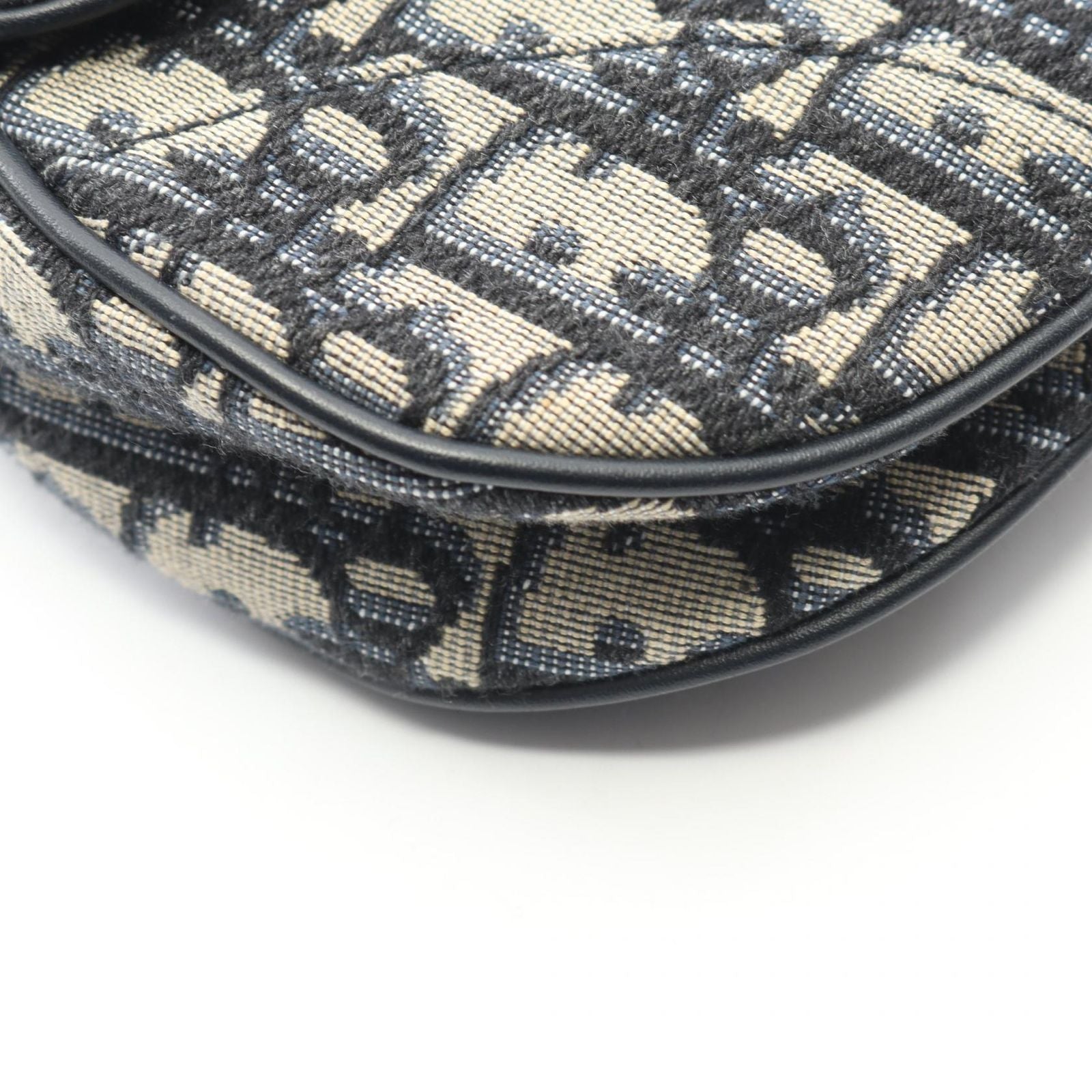 Dior Saddle Bag Mini Bree Peacock Navy Canvas Leather — view 6