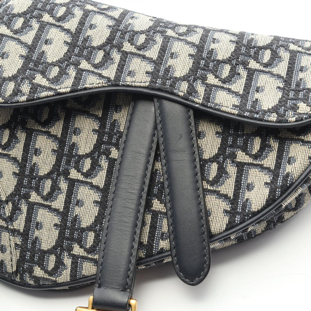 Dior Saddle Bag Mini Bree Peacock Navy Canvas Leather — view 5
