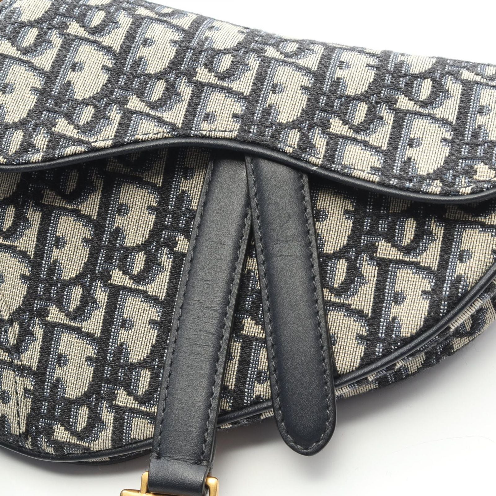 Dior Saddle Bag Mini Bree Peacock Navy Canvas Leather — view 5