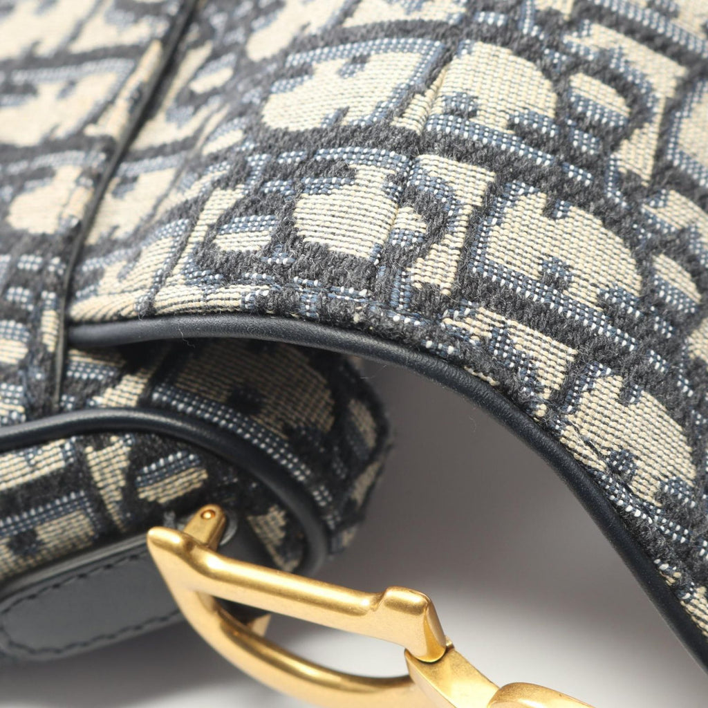 Dior Saddle Bag Mini Bree Peacock Navy Canvas Leather — view 7