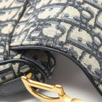Dior Saddle Bag Mini Bree Peacock Navy Canvas Leather — view 7