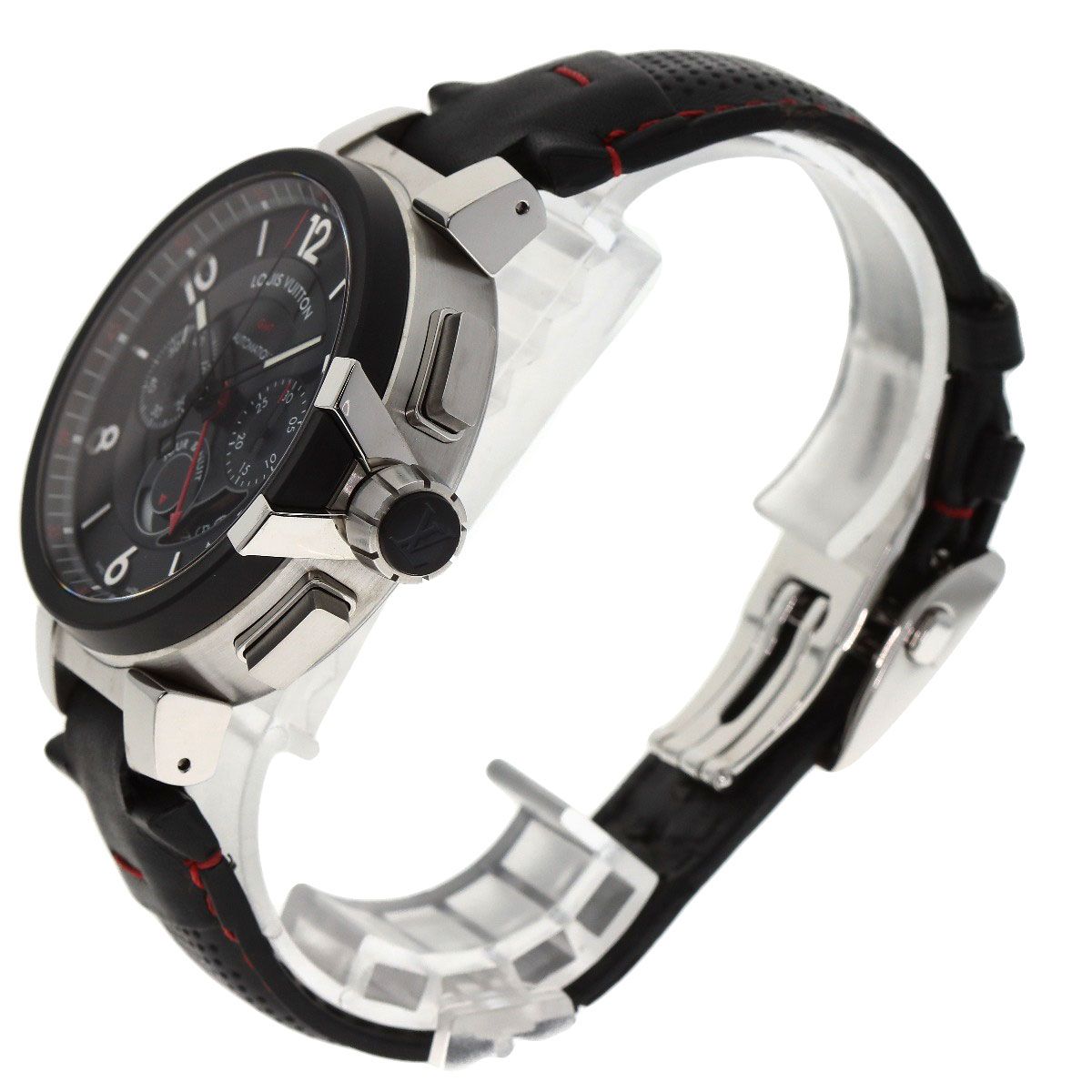 Louis Vuitton Tambour Chronograph Gmt Evolution Watch SS Leather — view 2