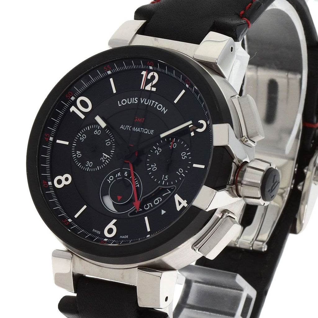 Louis Vuitton Tambour Chronograph Gmt Evolution Watch SS Leather — view 3
