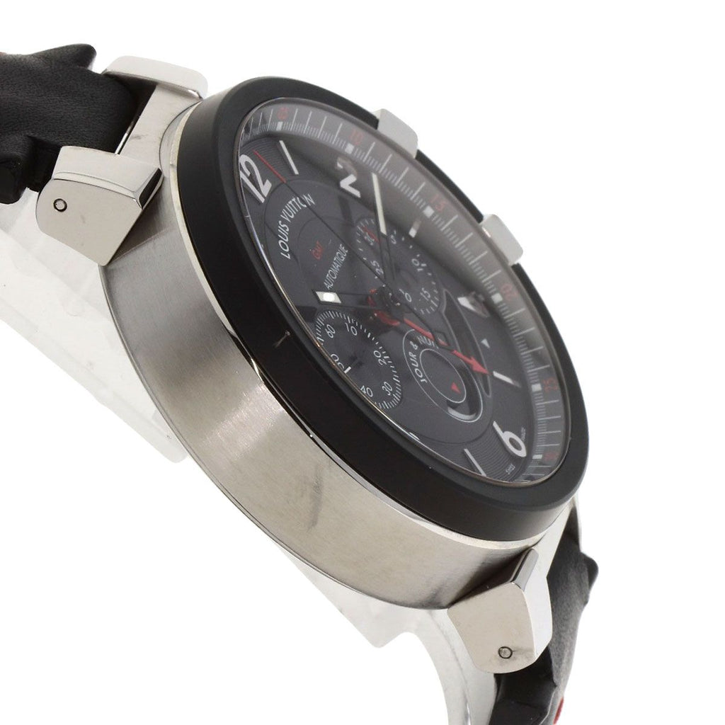 Louis Vuitton Tambour Chronograph Gmt Evolution Watch SS Leather — view 6
