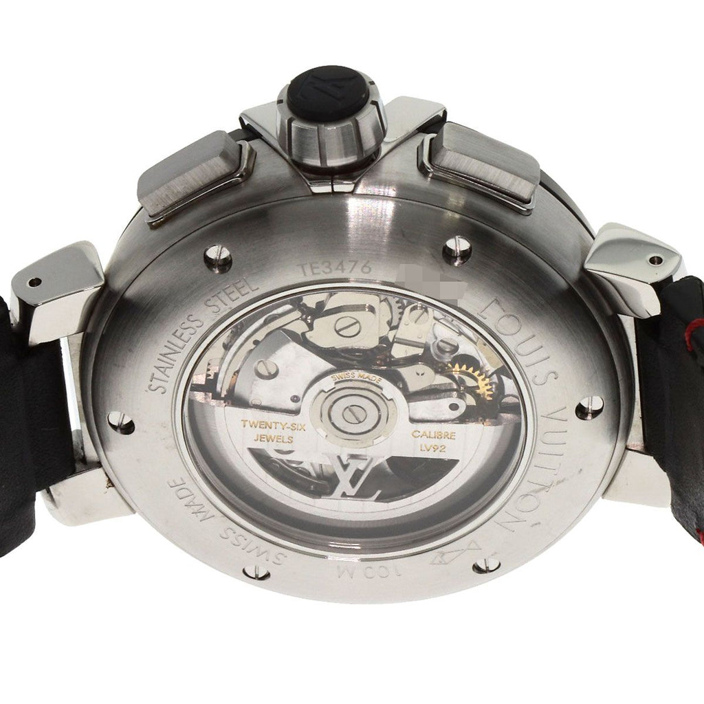 Louis Vuitton Tambour Chronograph Gmt Evolution Watch SS Leather — view 7
