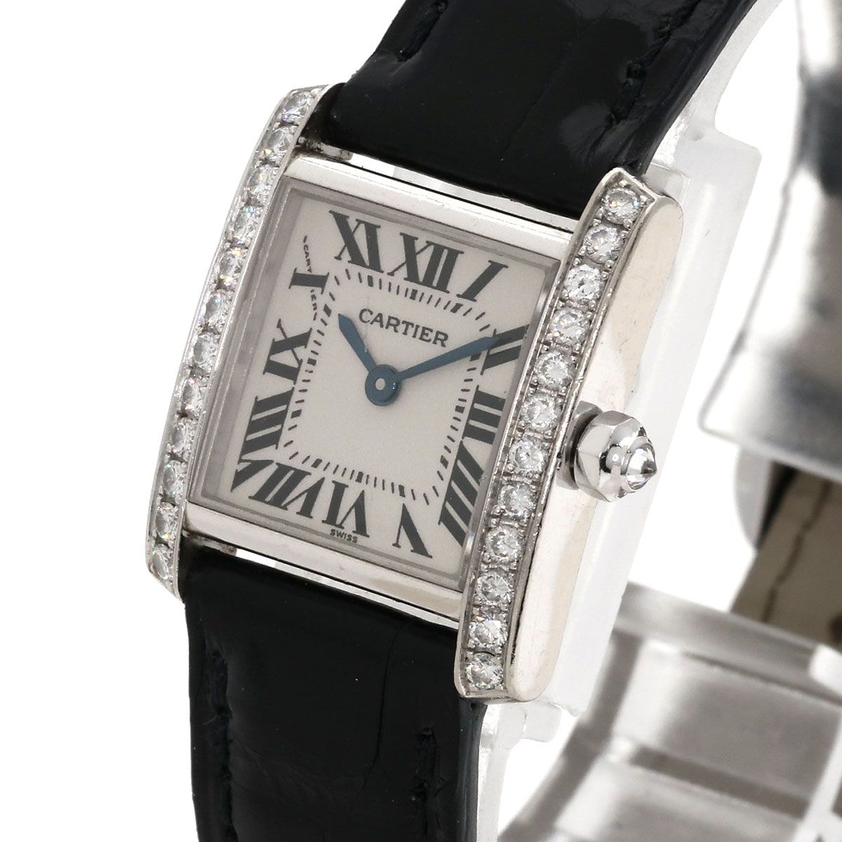Cartier Tank Francaise SM Diamond Bezel Watch 18K White Gold — view 3