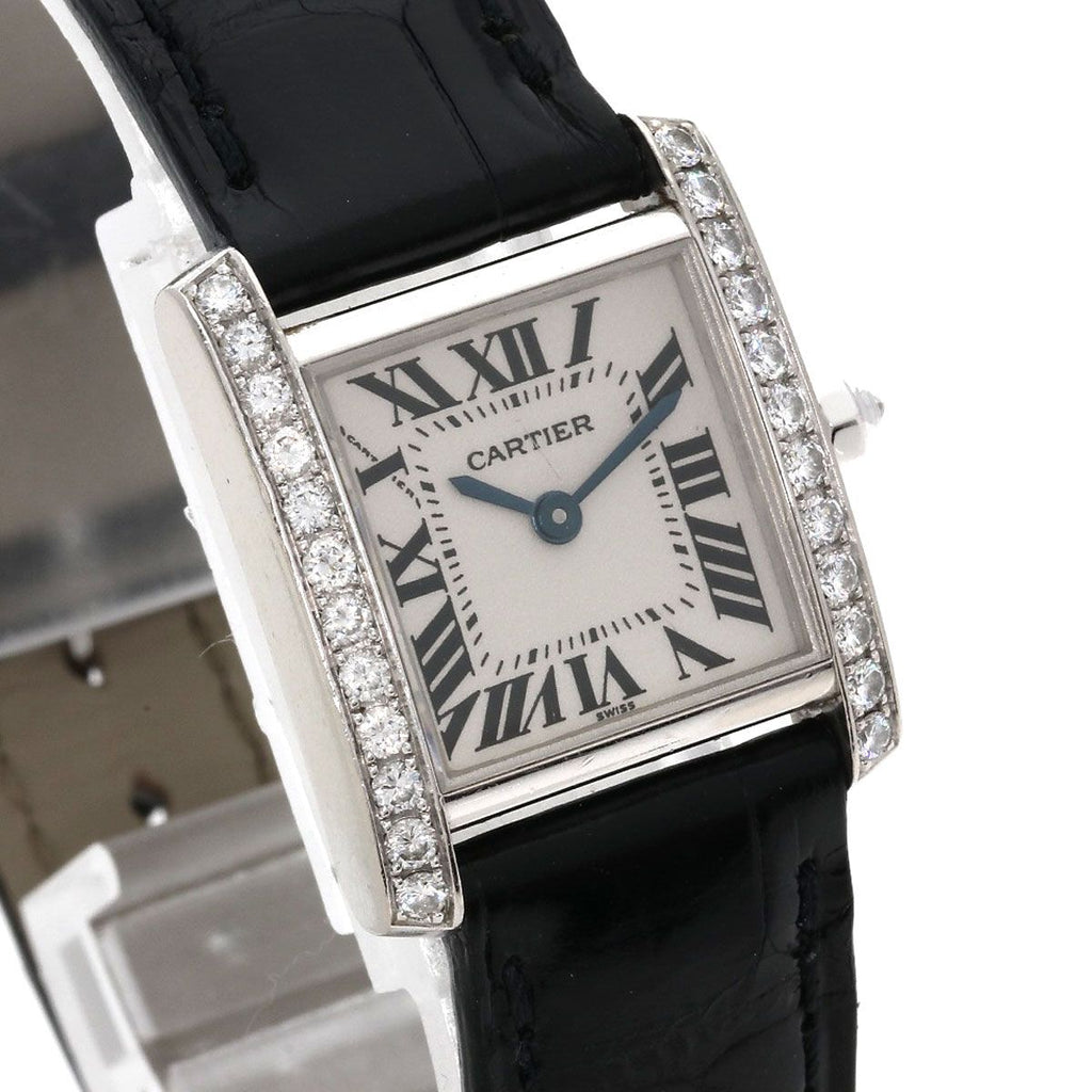 Cartier Tank Francaise SM Diamond Bezel Watch 18K White Gold — view 4