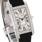 Cartier Tank American SM Bezel Diamond Watch 18K White Gold Satin X — view 4