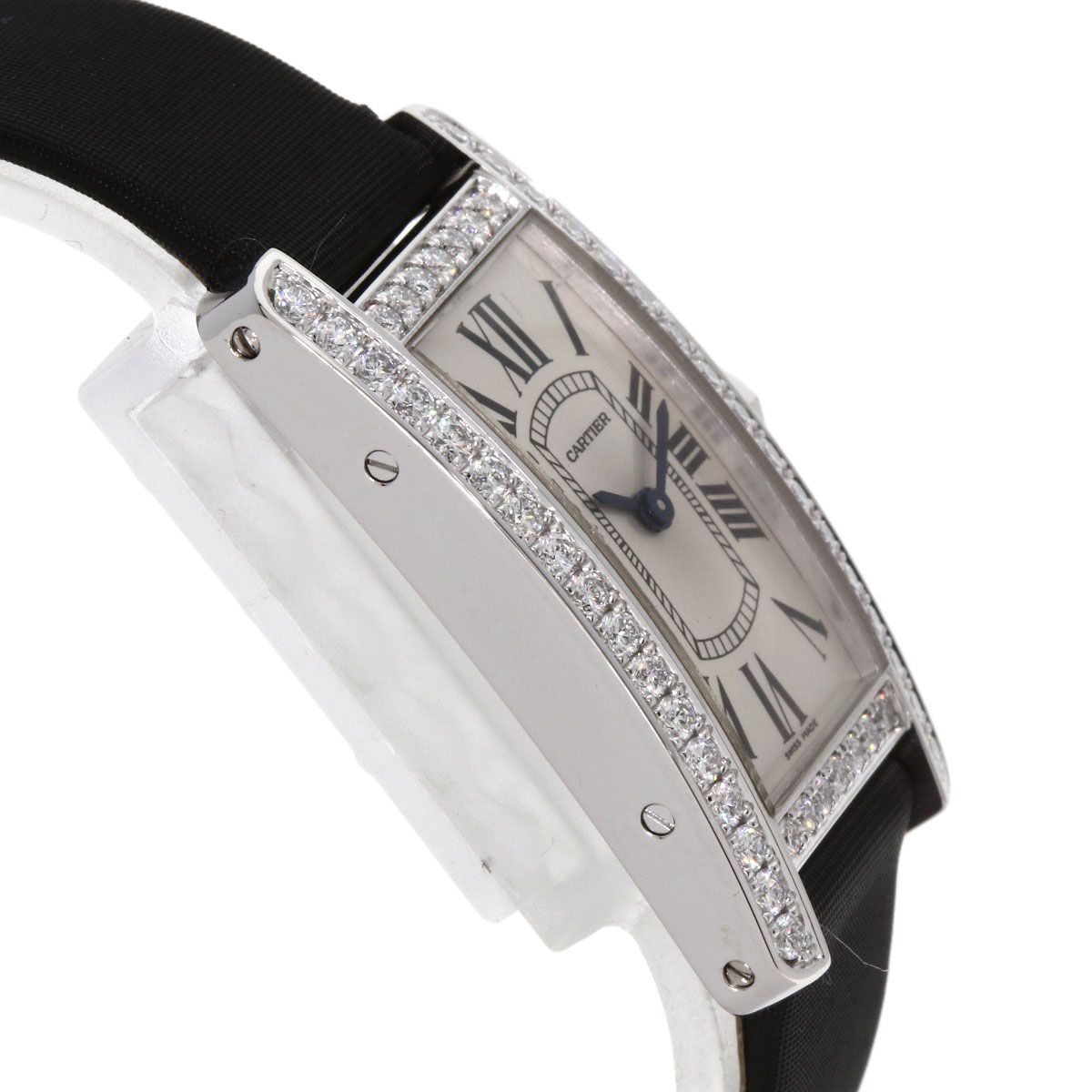 Cartier Tank American SM Bezel Diamond Watch 18K White Gold Satin X — view 6