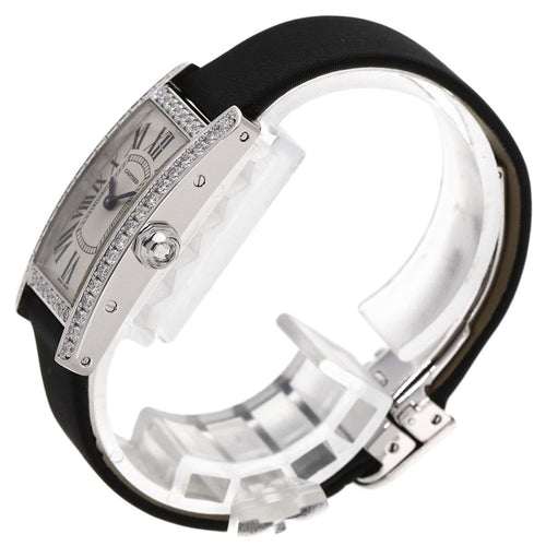Cartier Tank American SM Bezel Diamond Watch 18K White Gold Satin X — view 2