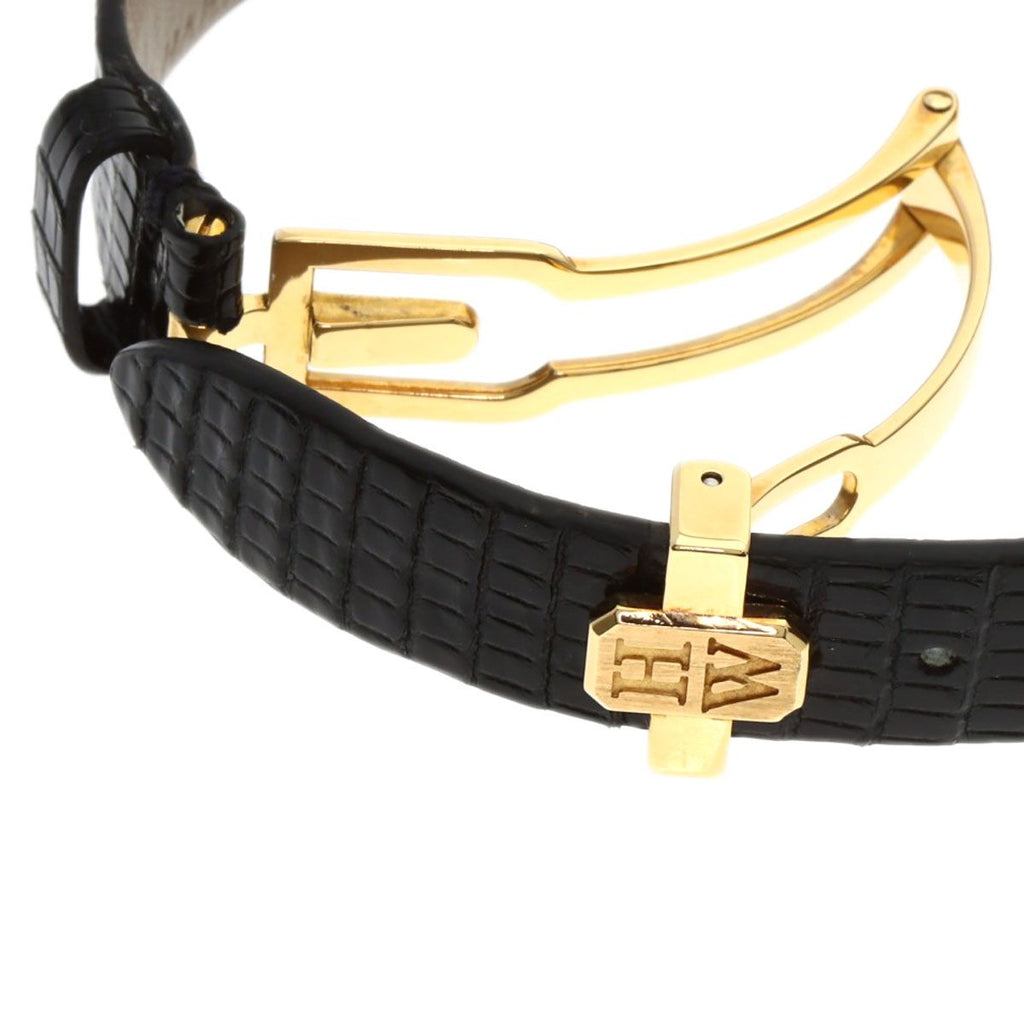 Harry Winston Avenue Classic Watch 18K Yellow Gold Leather Diamond — view 8