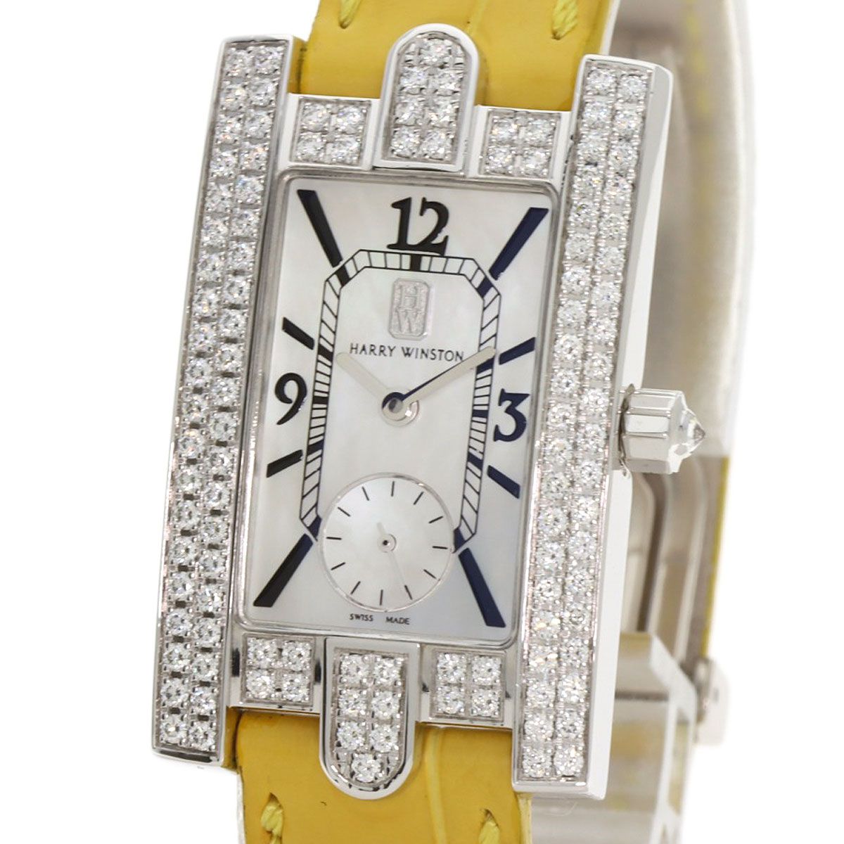 Harry Winston Avenue Classic Watch 18K White Gold Leather — view 3