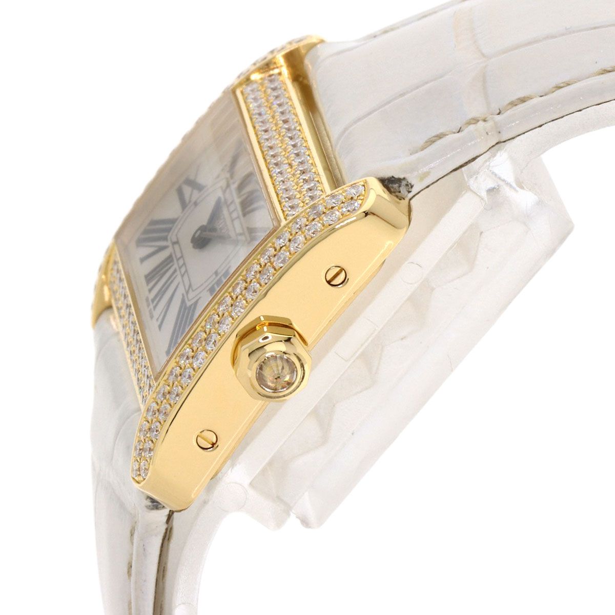 Cartier Mini Tank Divan Diamond Watch 18K Yellow Gold Leather — view 5