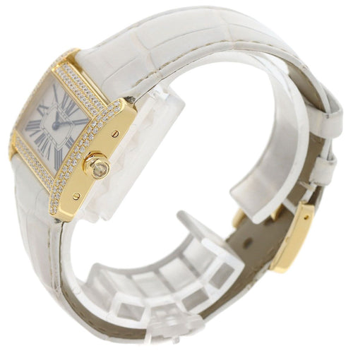 Cartier Mini Tank Divan Diamond Watch 18K Yellow Gold Leather — view 2