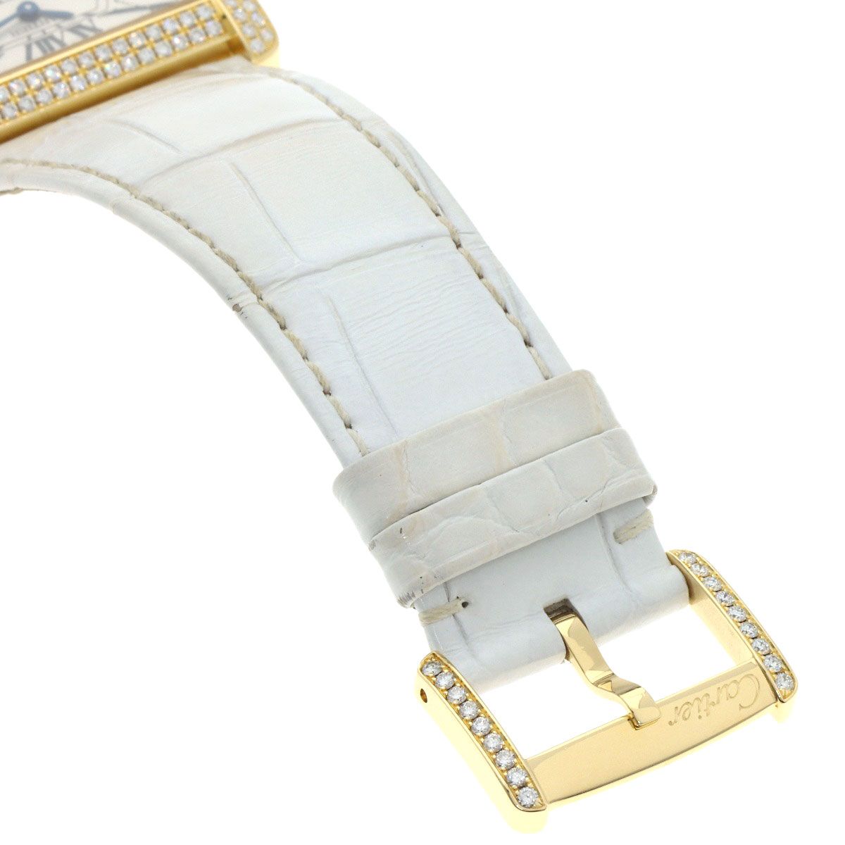 Cartier Mini Tank Divan Diamond Watch 18K Yellow Gold Leather — view 9