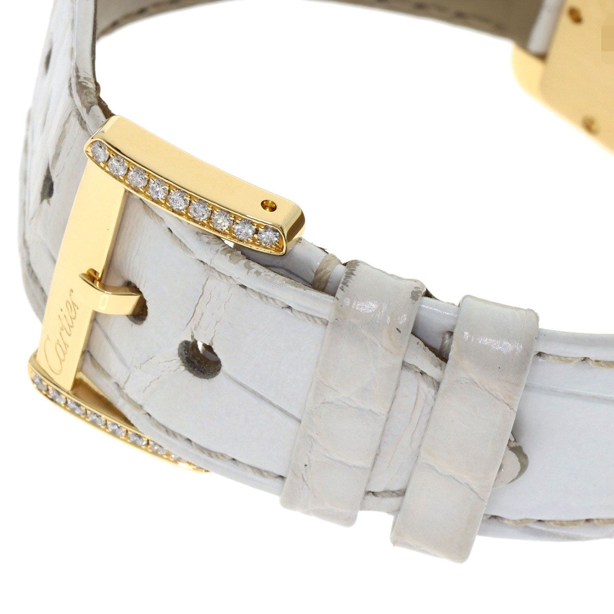 Cartier Mini Tank Divan Diamond Watch 18K Yellow Gold Leather — view 8