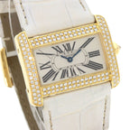 Cartier Mini Tank Divan Diamond Watch 18K Yellow Gold Leather — view 4