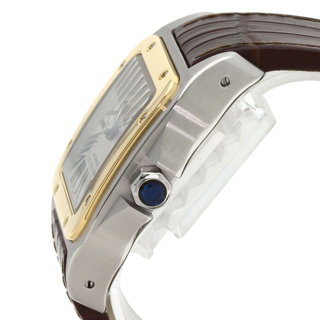 Cartier Santos 100 LM Watch SS Leather 18K Yellow Gold — view 5