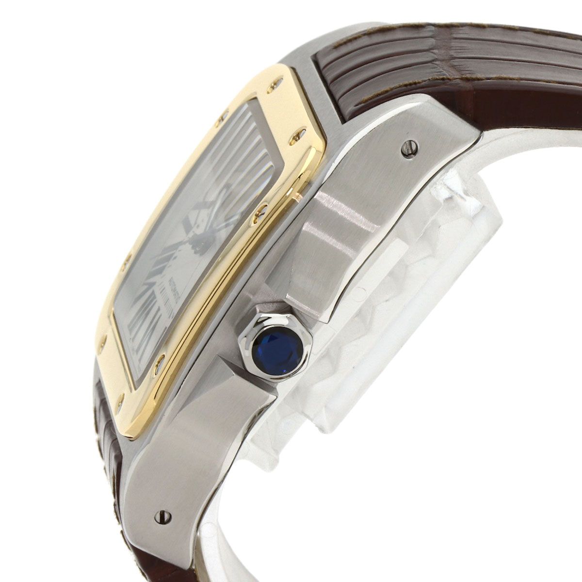 Cartier Santos 100 LM Watch SS Leather 18K Yellow Gold — view 5