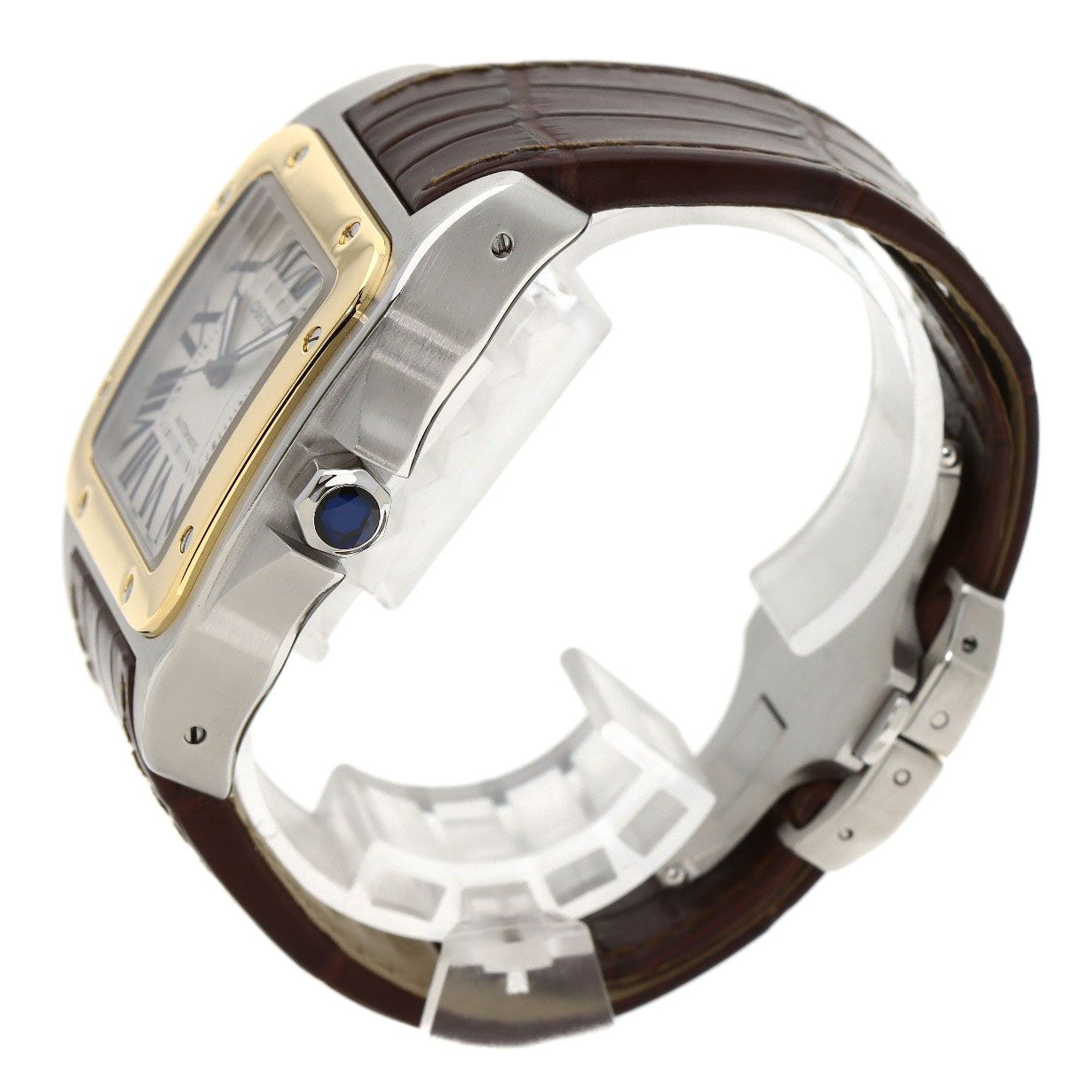 Cartier Santos 100 LM Watch SS Leather 18K Yellow Gold — view 2