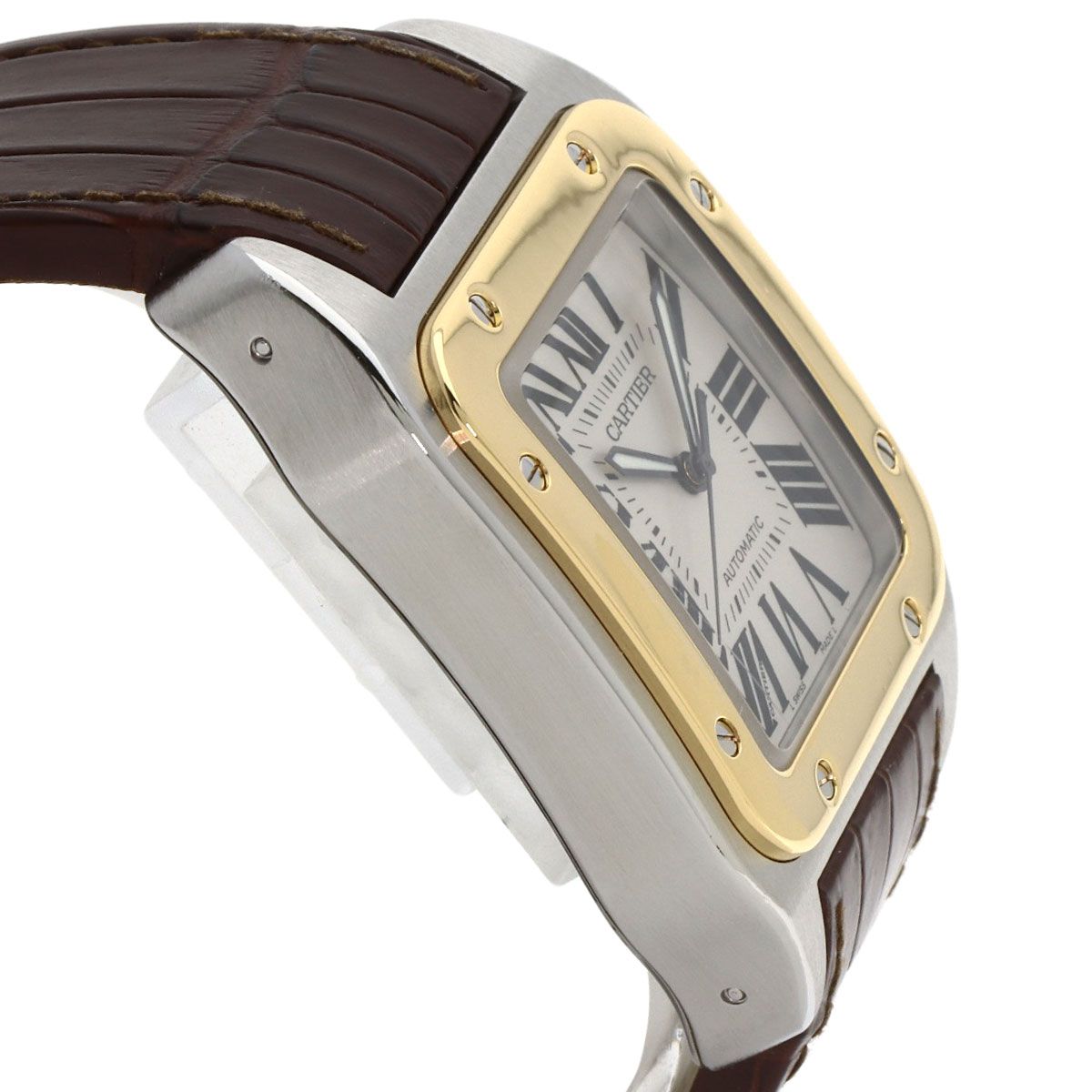 Cartier Santos 100 LM Watch SS Leather 18K Yellow Gold — view 6