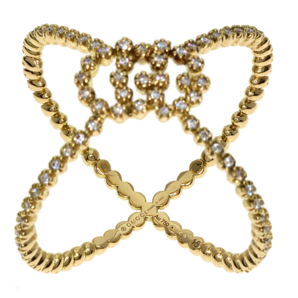 Gucci GG Running Diamond Ring 18K Yellow Gold — view 6