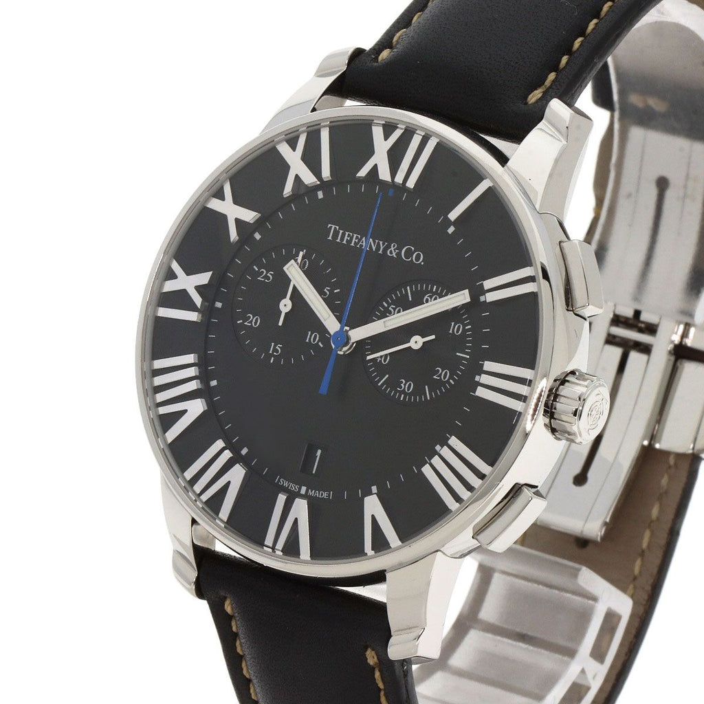 Tiffany & Co. Atlas Dome Chronograph Watch SS Leather — view 3